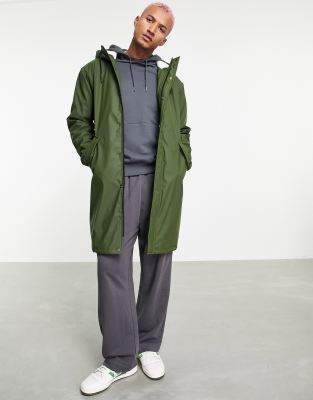 ASOS DESIGN shower resistant parka coat with borg lining in khaki - ASOS Price Checker