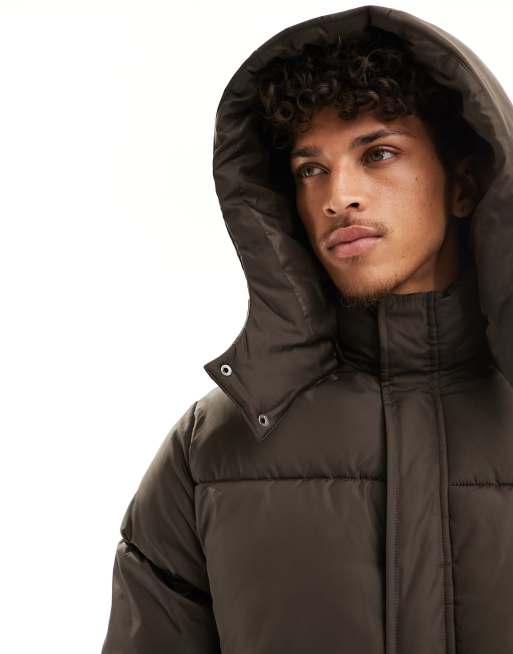 ASOS DESIGN puffer jacket with detachable hood in black