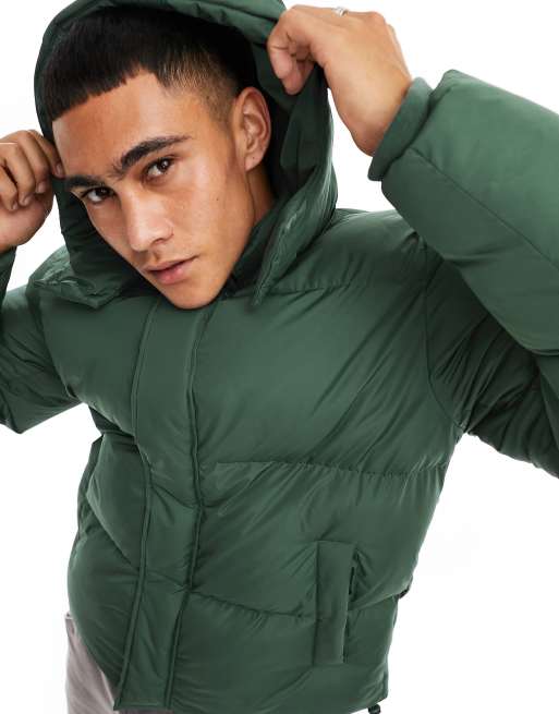 Green puffer coat with hood new arrivals