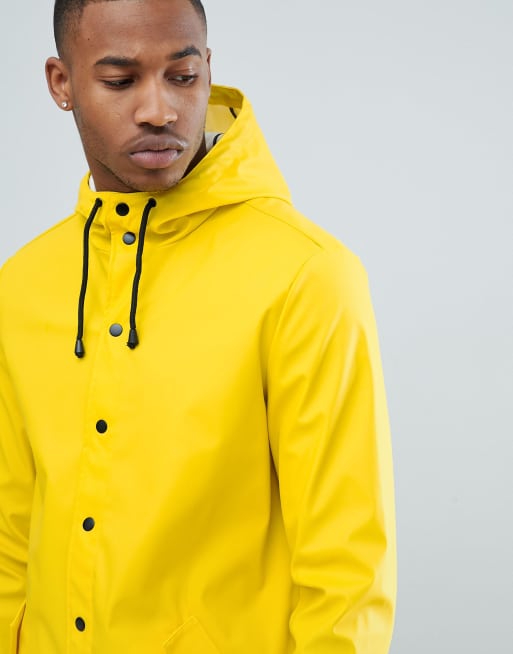 ASOS DESIGN shower resistant rain coat in yellow