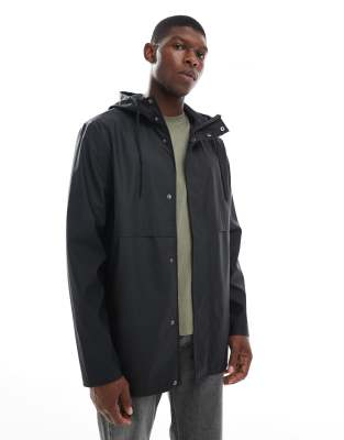 shower resistant rain jacket in black