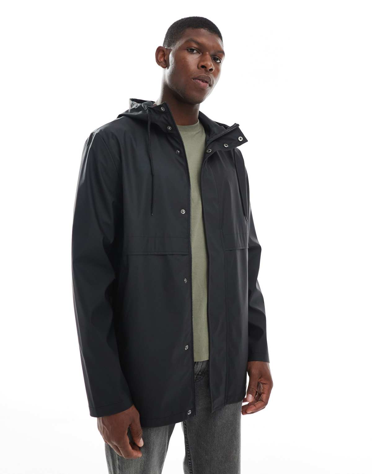 ASOS DESIGN shower resistant rain jacket in black