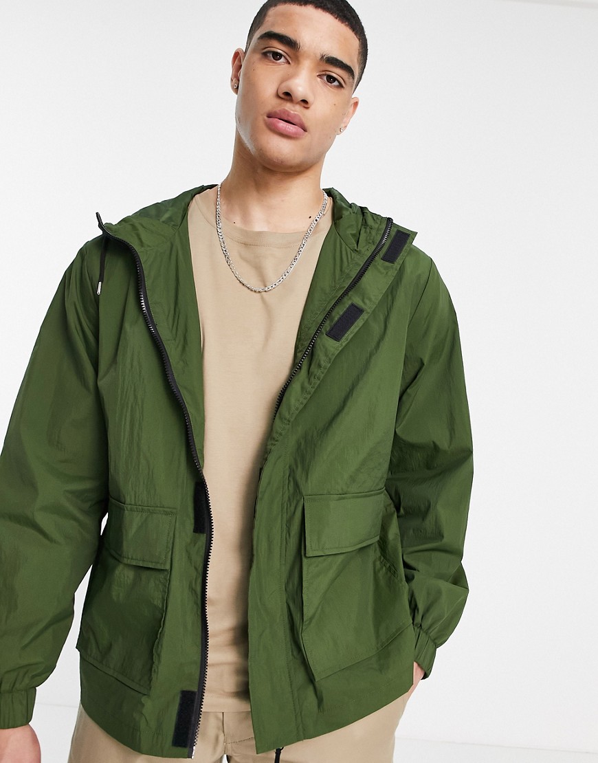 ASOS DESIGN shower resistant rain jacket in green