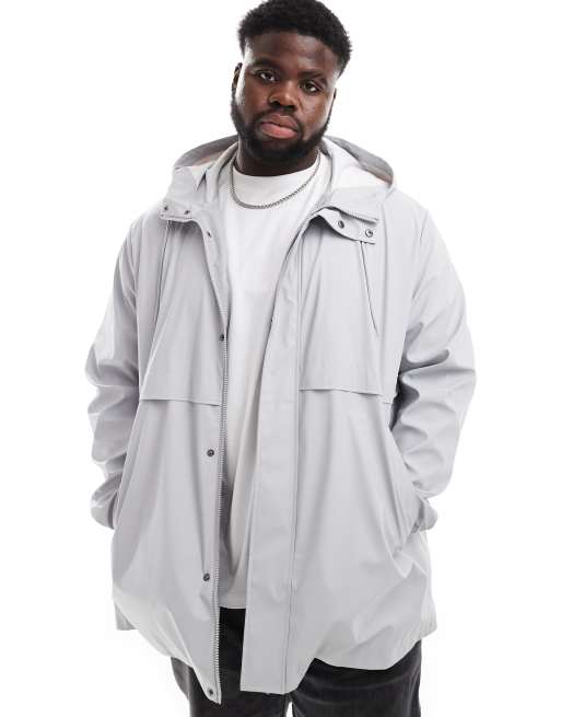 ASOS DESIGN shower resistant rubberised rain jacket in grey ASOS