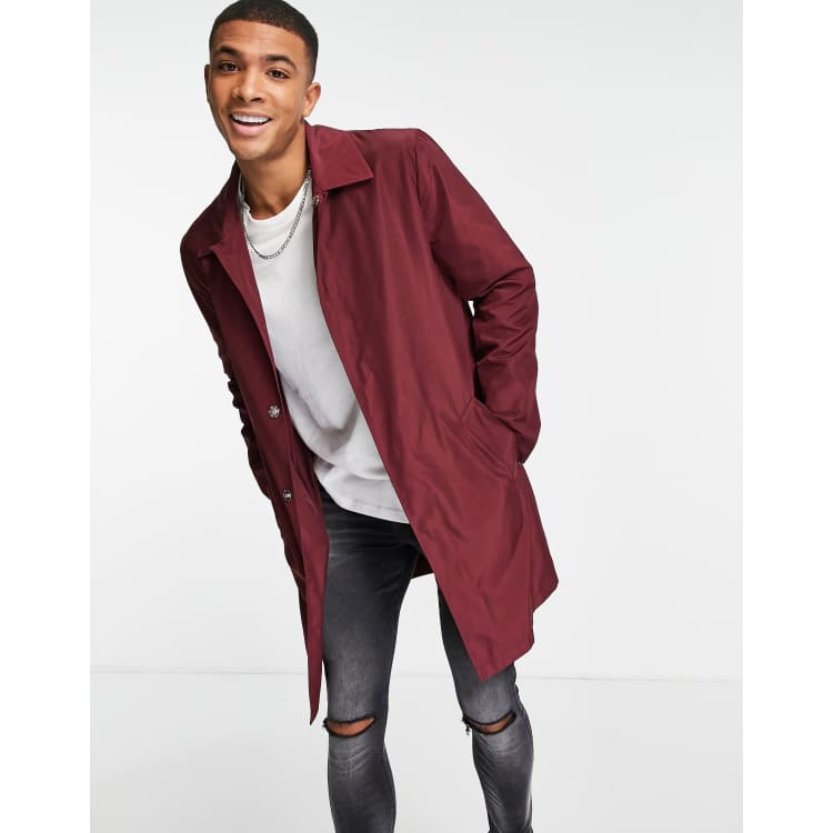 Burgundy mac coat sale