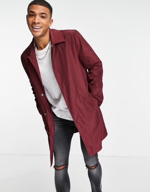 Maroon trench 2025 coat men