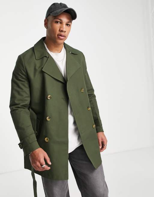 ASOS DESIGN shower resistant trench coat in khaki | ASOS