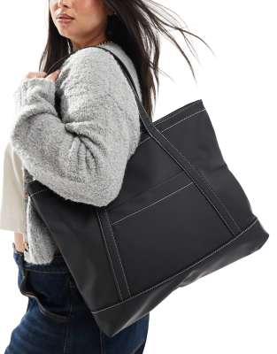 Asos Design Showerproof Laptop Tote Bag In Black