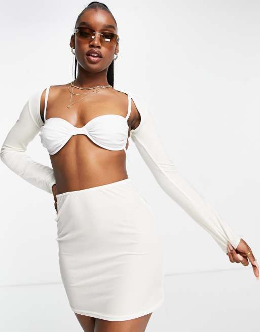 ASOS DESIGN shrug beach top in ivory velvet - part of a set, 3 of 4
