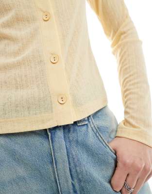 ASOS DESIGN SHRUNKEN BUTTON UP DRY HANDLE RIBBED CARDIGAN 