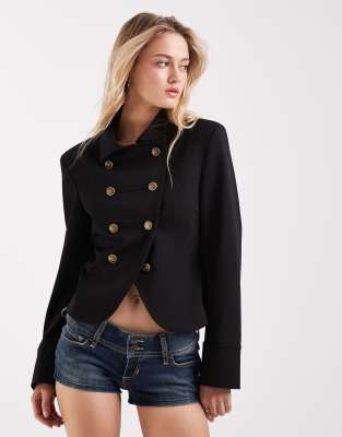 Asos Design Shrunken Drummer-style Jacket In Black