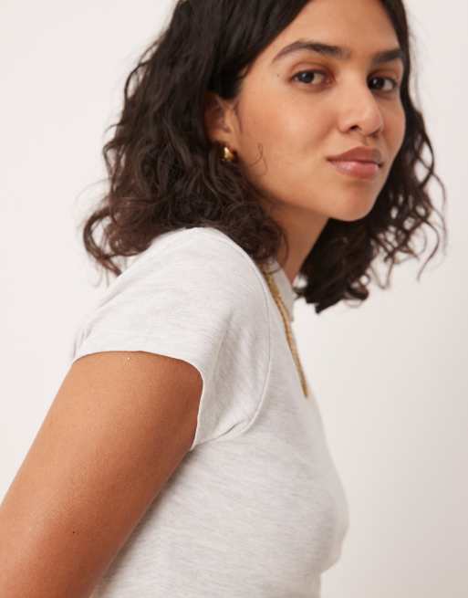 ASOS DESIGN shrunken fit baby tee in ice heather