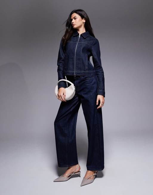 ASOS DESIGN shrunken fit denim jacket with zip front in rinse wash