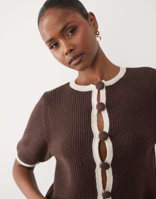 ASOS DESIGN shrunken knit cardigan in ecru - part of a set