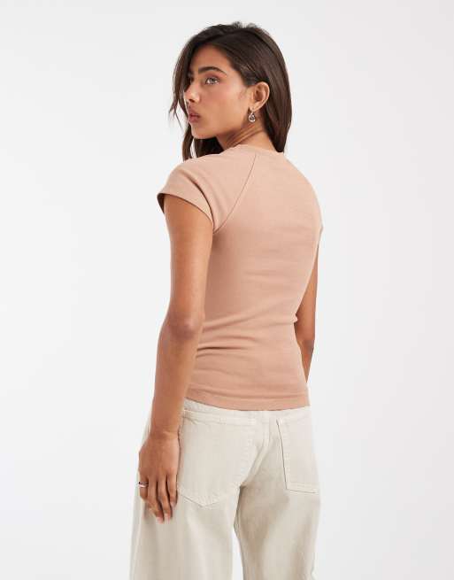 ASOS DESIGN shrunken raglan baby tee in washed stone, 4 of 4