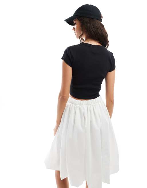 ASOS DESIGN shrunken rib baby tee with cap sleeve in black, 4 of 4