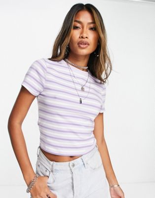 ASOS DESIGN shrunken t-shirt in lilac stripe