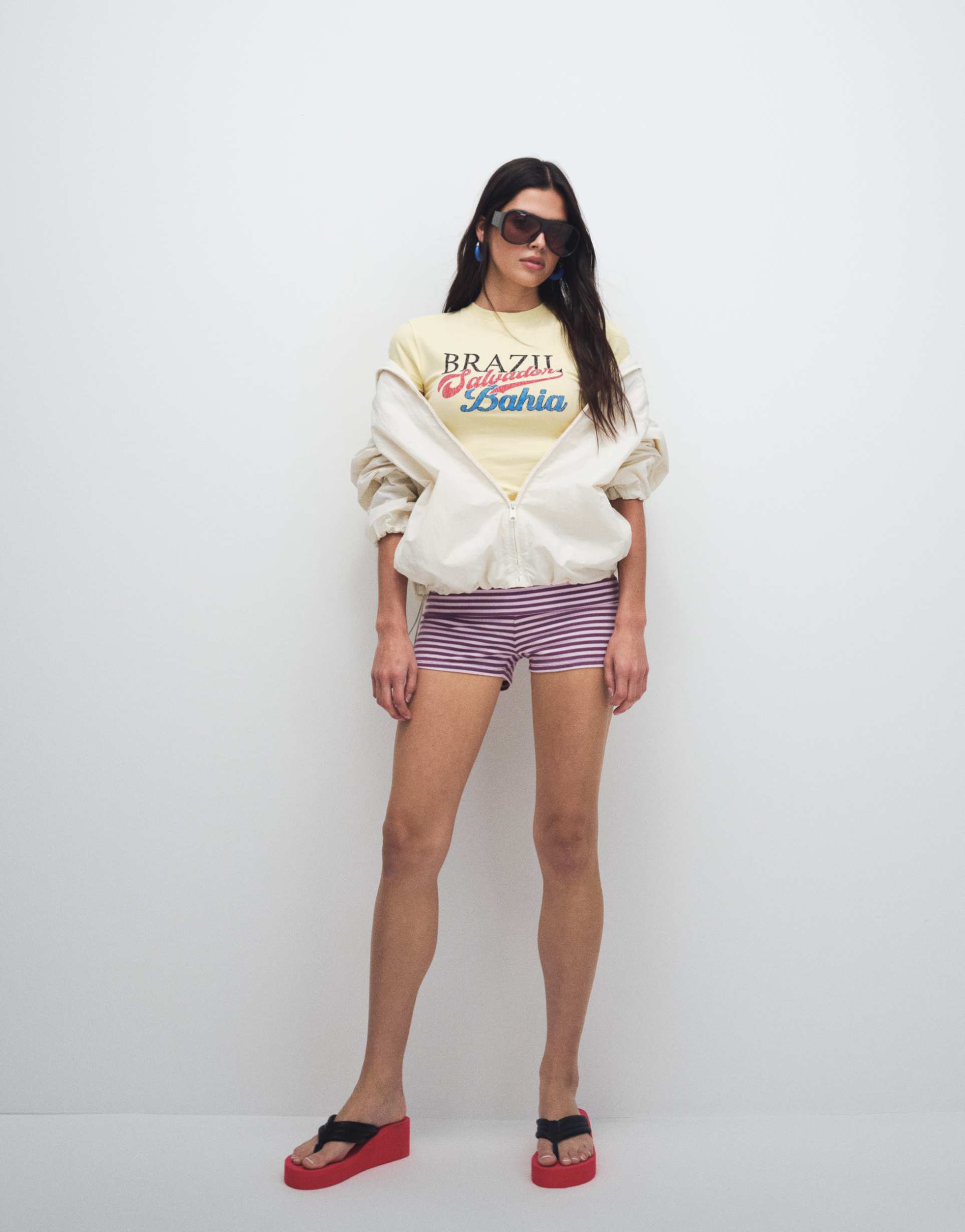 asos design shrunken tee with brazil bahia graphic in yellow