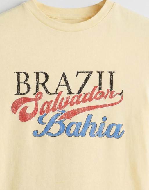 ASOS DESIGN shrunken tee with Brazil Bahia graphic in yellow, 8 of 8