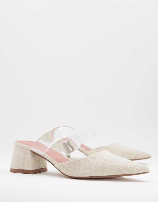 ASOS DESIGN - Shy - Sabot color naturale con tacco medio