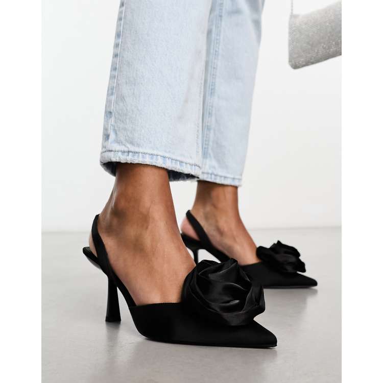 Black satin court outlet shoes uk