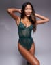 ASOS DESIGN Sian lace underwired bodysuit in forest green | ASOS