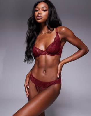 Asos Design Sian Thong In Burgundy-no Color In Brown