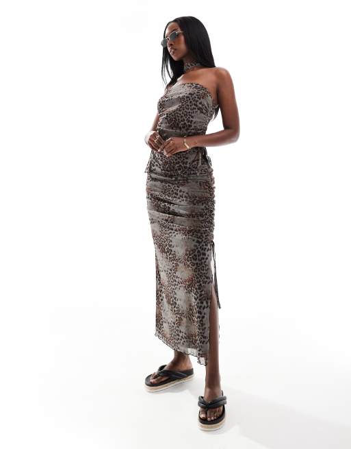 ASOS DESIGN – Siateczkowa asymetryczna spódnica maxi w zwierzęcy wzór, część zestawu