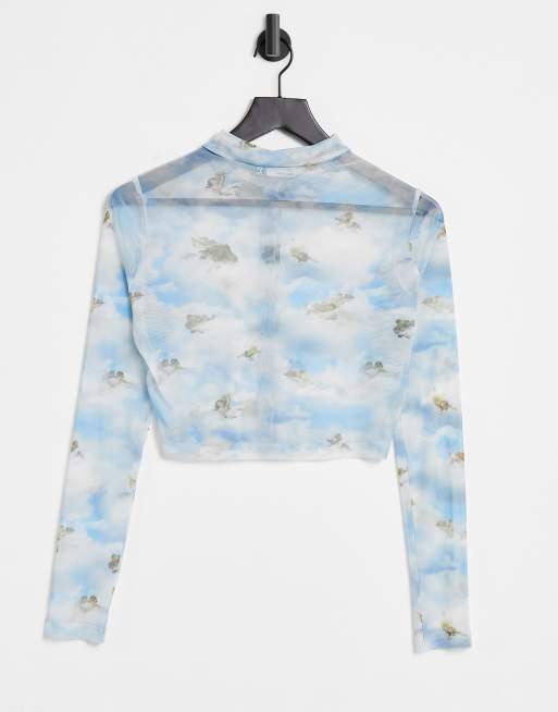ASOS DESIGN – Siateczkowa koszula z renesansowym nadrukiem, 2 z 4