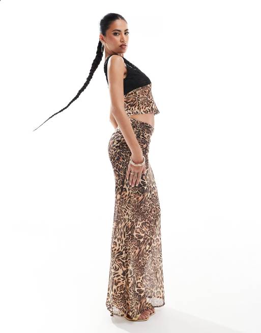 ASOS DESIGN – Siateczkowa spódnica maxi we wzór w cętki, część zestawu