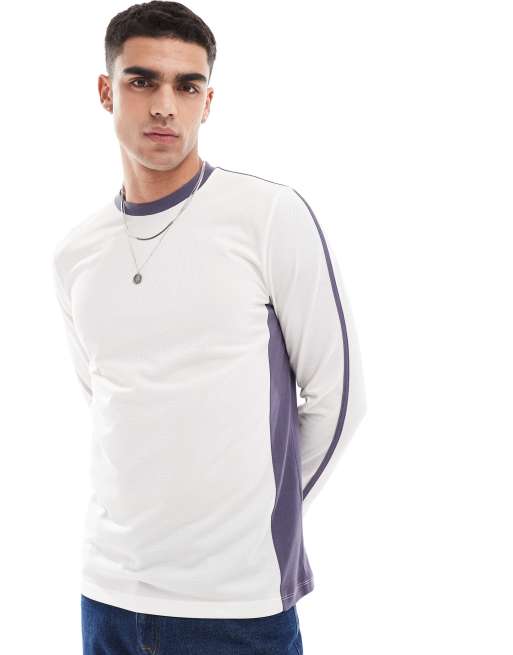 ASOS DESIGN – Siateczkowy sportowy T-shirt z długimi rękawami i przeszytymi wstawkami