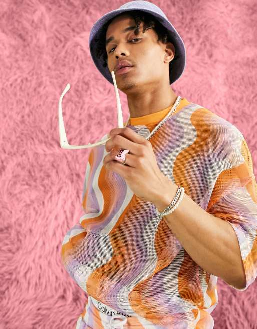 ASOS DESIGN – Siateczkowy T-shirt oversize w kolorowy wzór, część zestawu – MULTI