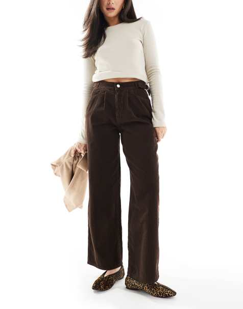 ASOS DESIGN side cinch cord jean in brown - view 1