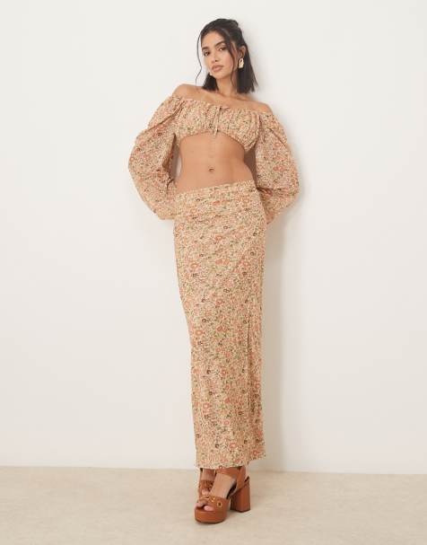 ASOS DESIGN side split midaxi skirt in floral print - part of a set - view 1