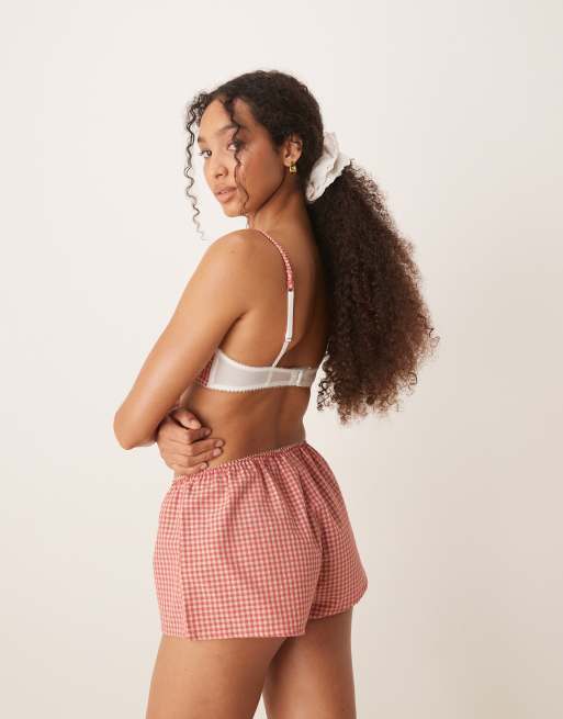 ASOS DESIGN – Sidney – Czerwone szorty bokserki z tkaniny w kratkę vichy, 3 z 4