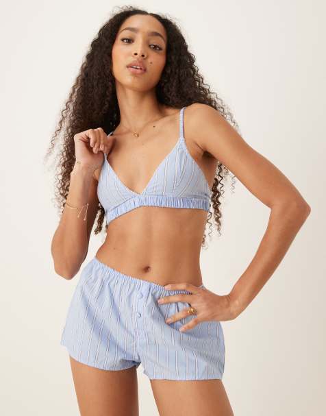 ASOS DESIGN - Sidney - Reggiseno a triangolo blu a righe - view 1