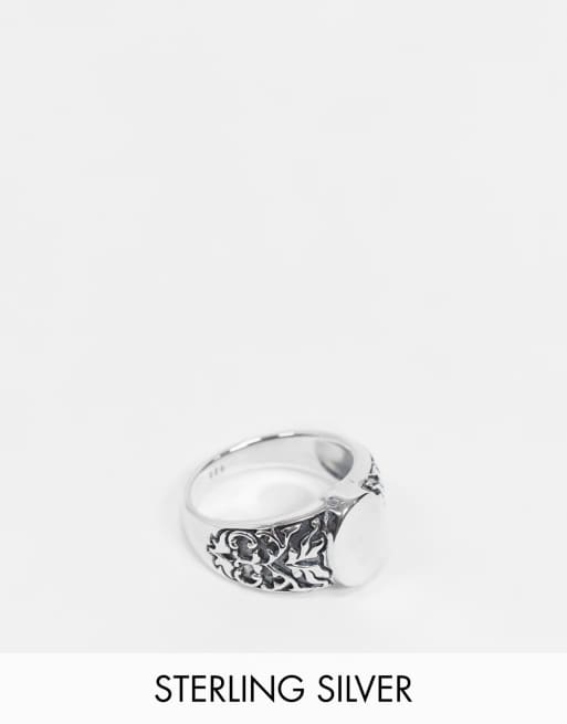 ASOS DESIGN – Siegelring aus Sterlingsilber mit seitlichem Vintage-Design