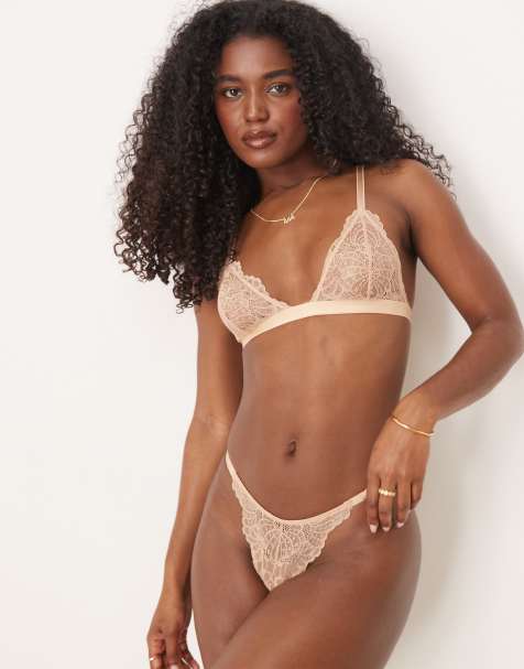 ASOS DESIGN - Sienna - Completo intimo in pizzo beige - view 1