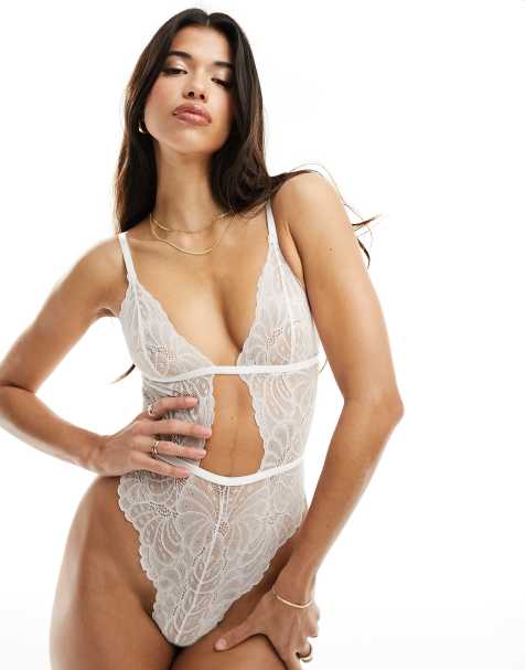 ASOS DESIGN Sienna lace soft body in white - view 1
