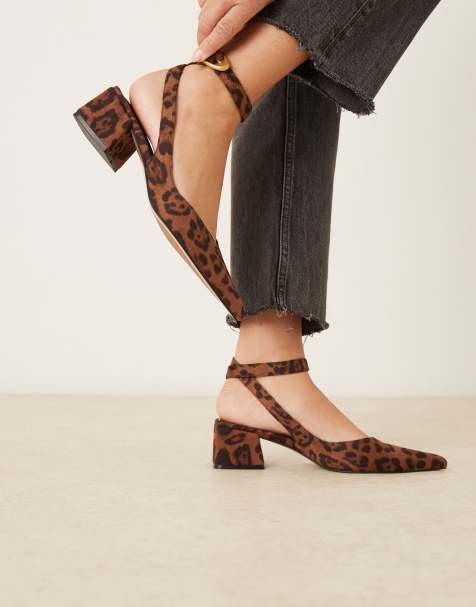 ASOS DESIGN Sienna mid block heel shoes in leopard suedette - view 1