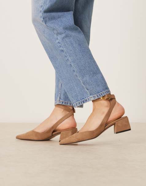 ASOS DESIGN Sienna mid block heel shoes in taupe suedette - view 1