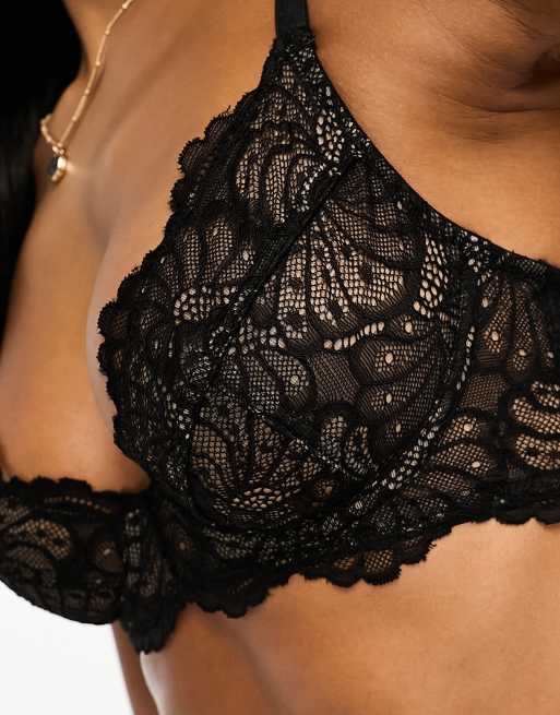 ASOS DESIGN - Sienna - Reggiseno con ferretto nero in pizzo con scollo profondo, 4 di 4