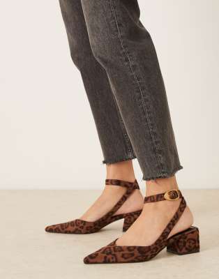 ASOS DESIGN - Sienna - Schuhe aus Wildlederimitat in Leopardenmuster mit mittelhohem Blockabsatz-Bunt