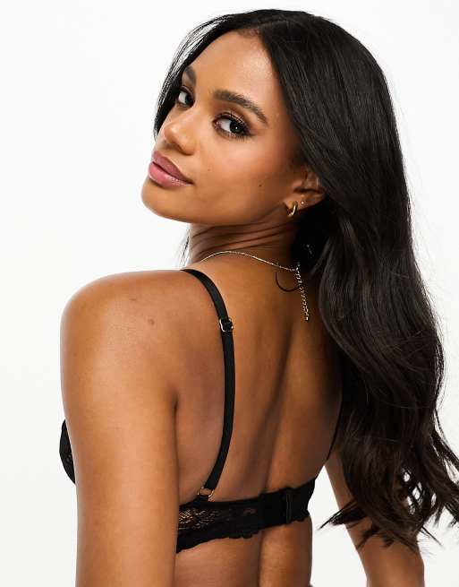 ASOS DESIGN - Sienna - Soutien-gorge pigeonnant à armatures en dentelle - Noir, 2 de 4