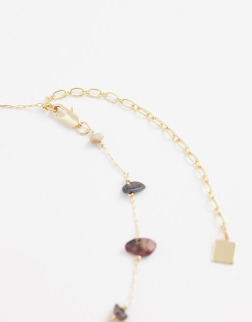 ASOS DESIGN - Sierlijke ketting met roze scherfjes in goudkleur, 4 van 4