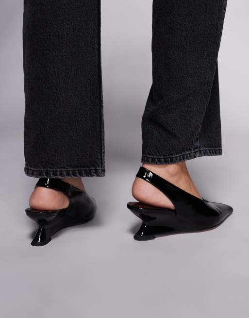 ASOS DESIGN – Sierra – Spitze Schuhe in Schwarz mit Fersenriemen und Keilabsatz, 4 von 4