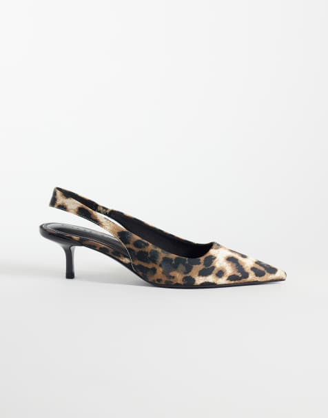 ASOS DESIGN Signature buty na obcasie kaczuszki w panterkę - view 1