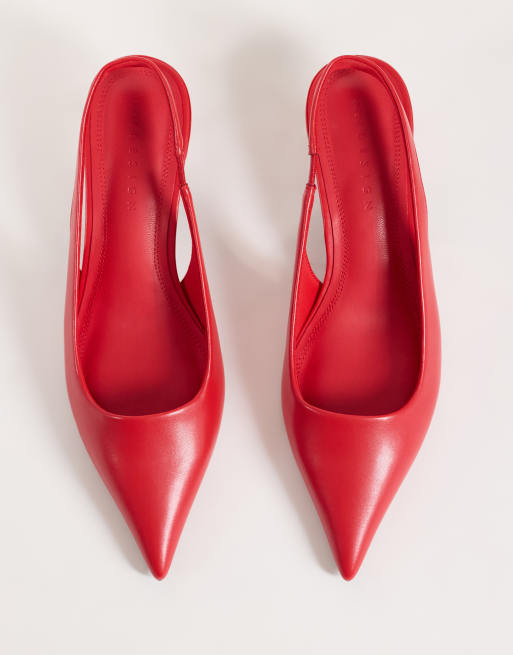 ASOS DESIGN Signature kitten heeled shoes in red, 2 of 4