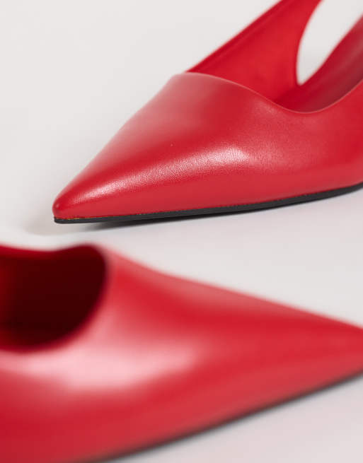 ASOS DESIGN Signature kitten heeled shoes in red, 3 of 4
