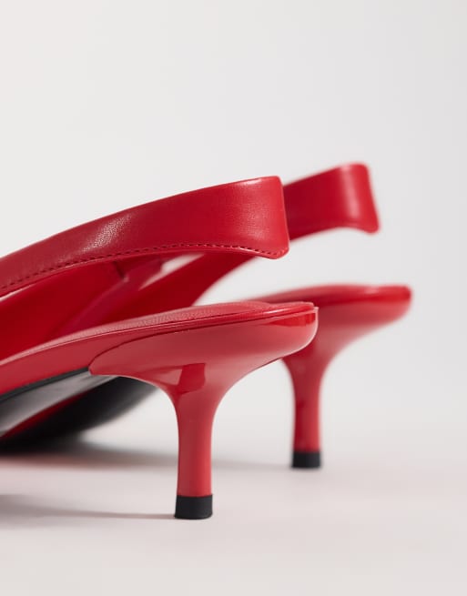 ASOS DESIGN Signature kitten heeled shoes in red, 4 of 4